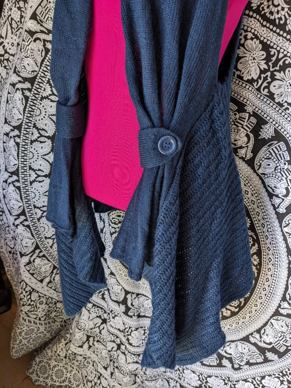 Belle du Jour Sleeveless Open Front Sweater Vest Sz L - Picture 3 of 7